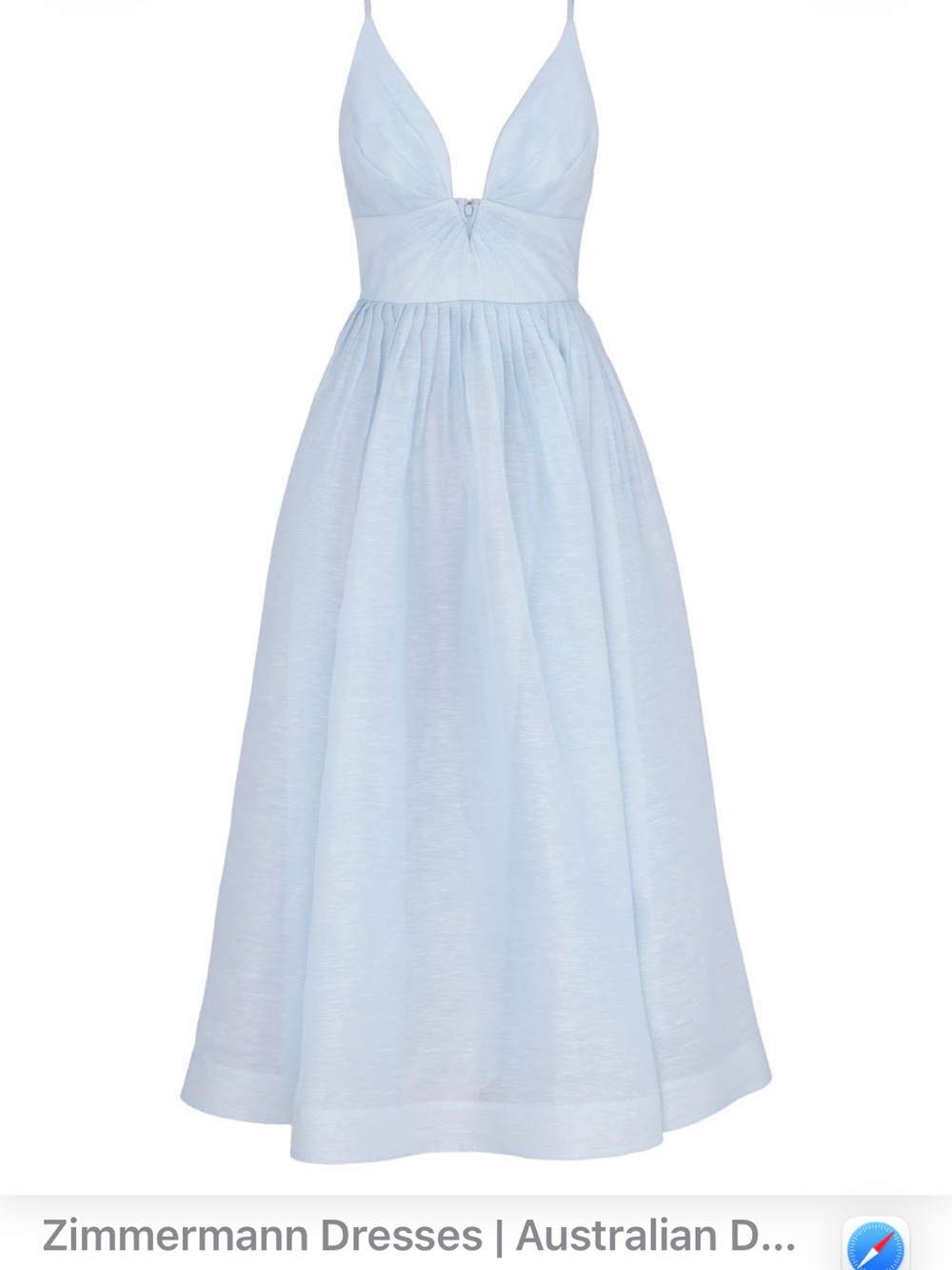 Zimmermann “Illuminate” Pale Blue Spaghetti-Strap Midi Dress
